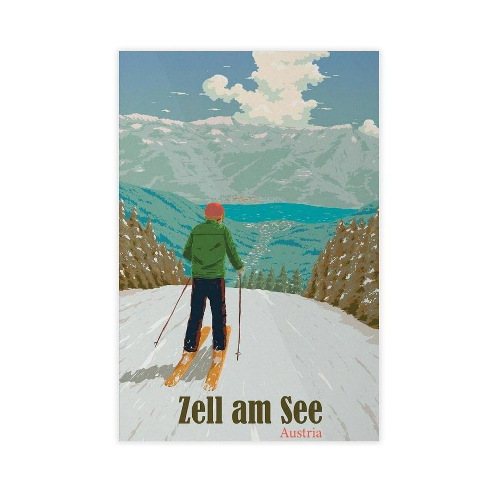 QGVBGF Zell Am See Kaprun Austria Ski Resort Canvas Poster Wall Art Decor Print Picture Paintings for Living Room Bedroom Decoration 16x24inch(40x60cm)