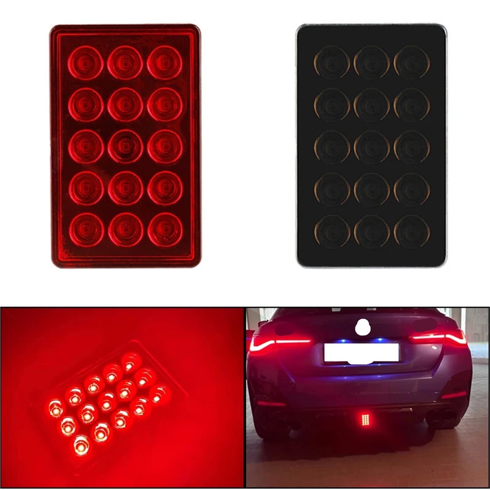 Generico Luce freno Terza luce di stop Stroboscopica Luce posteriore 15 ROSSI guida DRL Fendinebbia