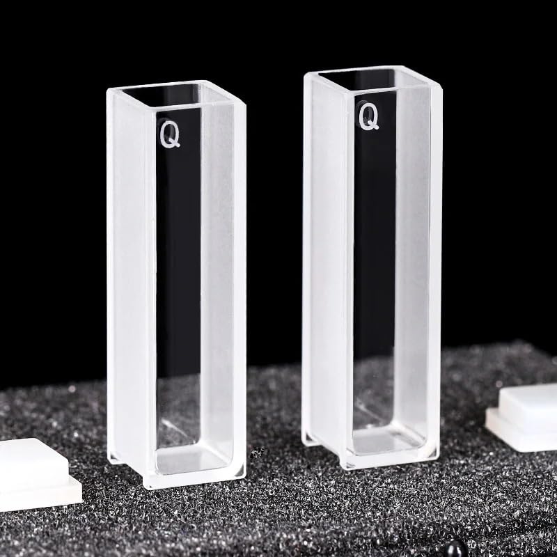 Lot de 2 cuvettes en quartz avec couvercle, longueur de trajet de 10 mm, JGS1, for spectrophotomètre de laboratoire