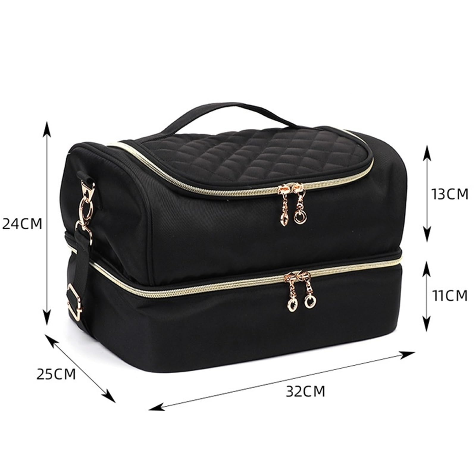 Lakiery Paznokci Przenośne Etui Na Lakier Do Paznokci, 2 Warstwy, Górna Przegródka Akcesoria Organizer Zaopatrzenie(Black)
