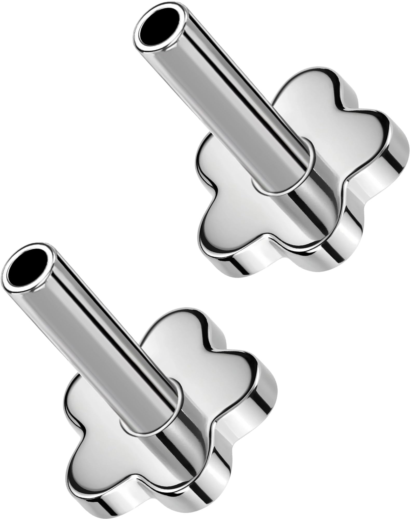 G23 Titanium Flat Back Post (Post Only), Threadless Push Pin &amp; Internally Threaded, 16G/18G/20G, 4.5-14mm, Silver/Gold/Black, Round/Heart/Star/Flower Base for Nose, Helix, Tragus