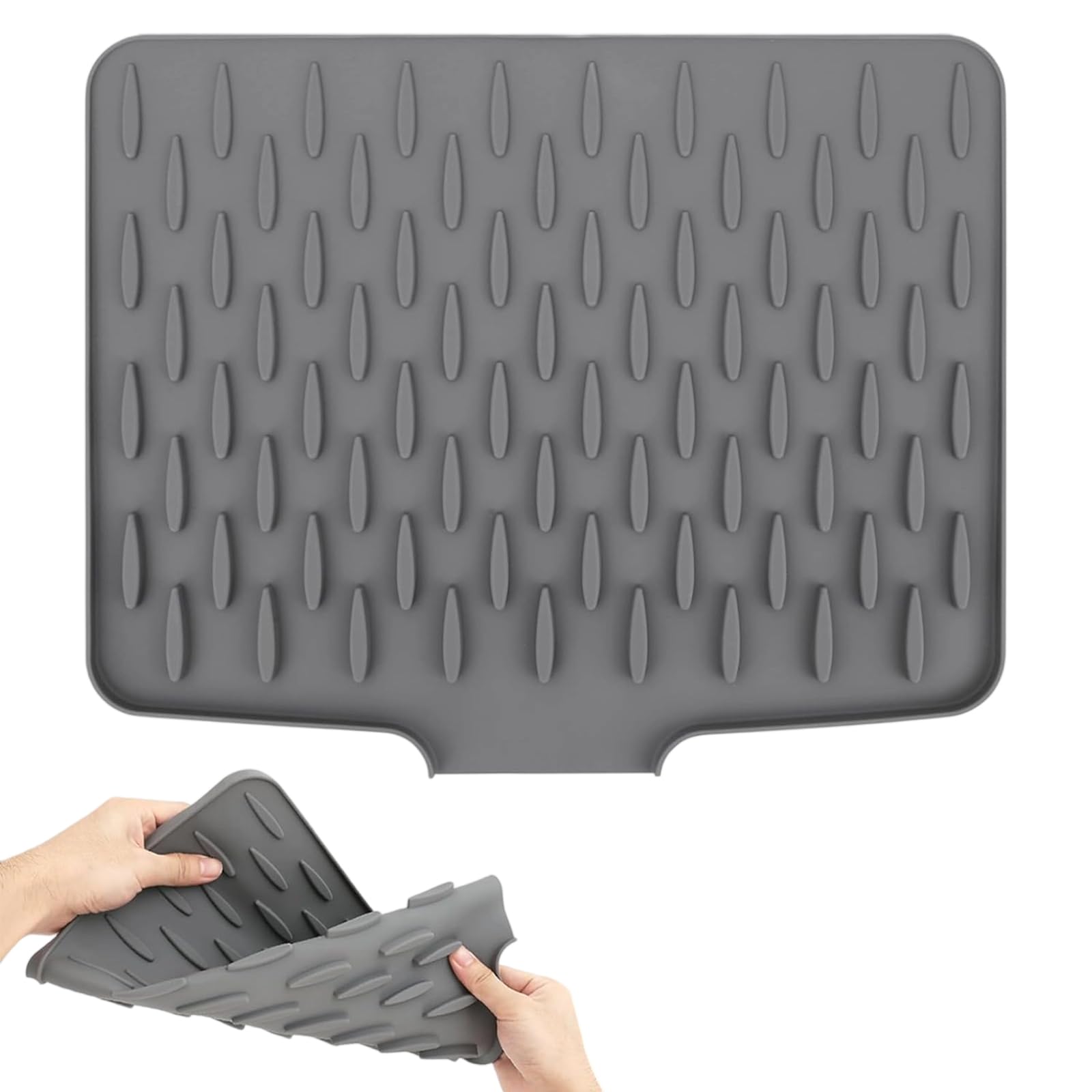 Silicone Dish Drying Mat, Silicone Draining Mat, Heat-Resistant Silicones Mats Dish Drying Mats for Counter, Sink, Table ( Grey )