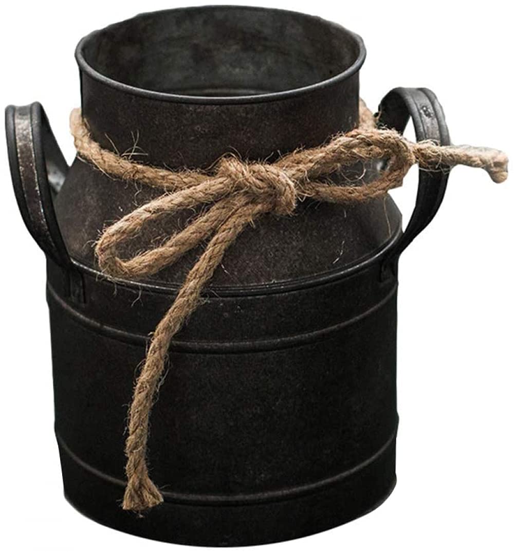 vase, Vintage Metal Vase,Garden Plant Pots Milk Churn Flower Bucket Hanging Holder