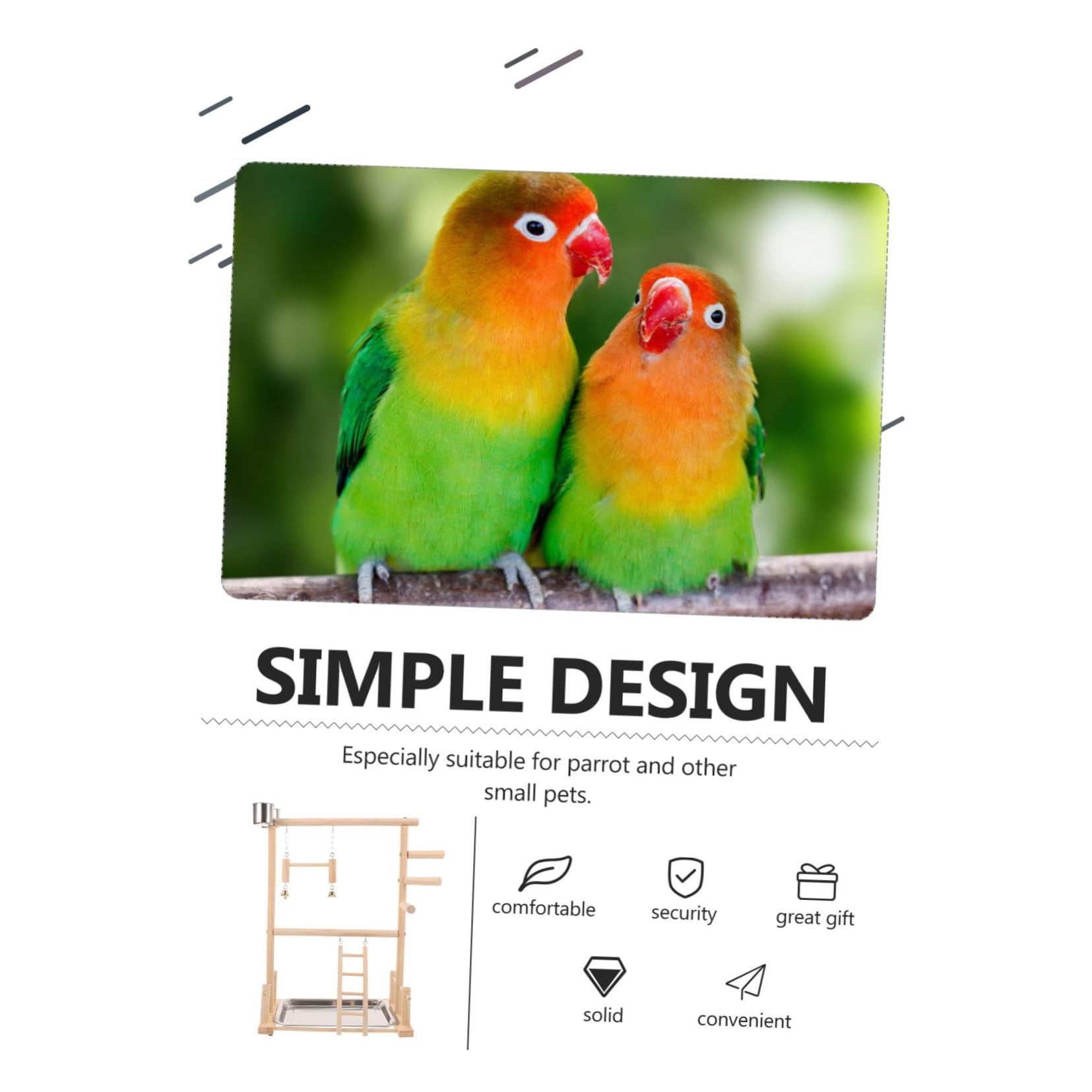 DOITOOL 1juego Soporte De Perch para Aves De Madera Área para Periquitos y Cacatúas De Juguetes para Escalera y Columpio