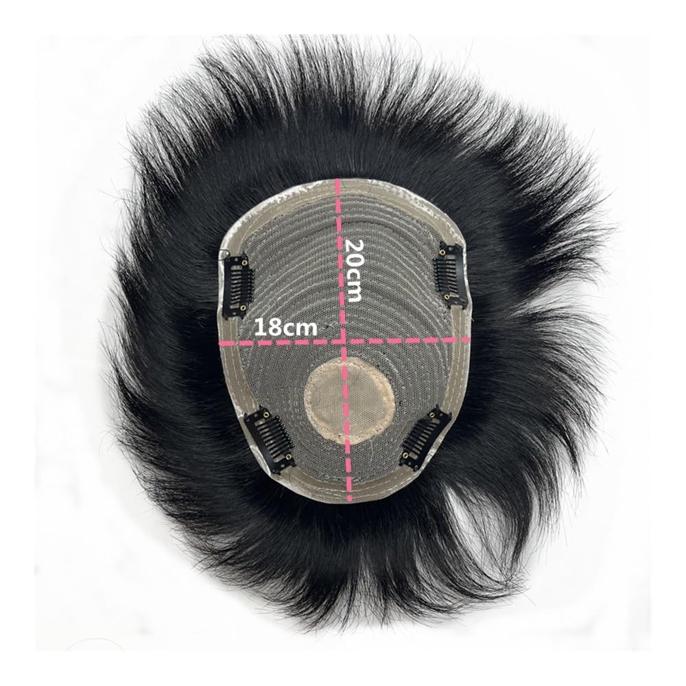 Peluca para Hombres Men's Wig Human Hair Toupee with PU Around Hair Replacement System Prosthetic Male Pieces For Men Baldness with Tape(18x20 cm)