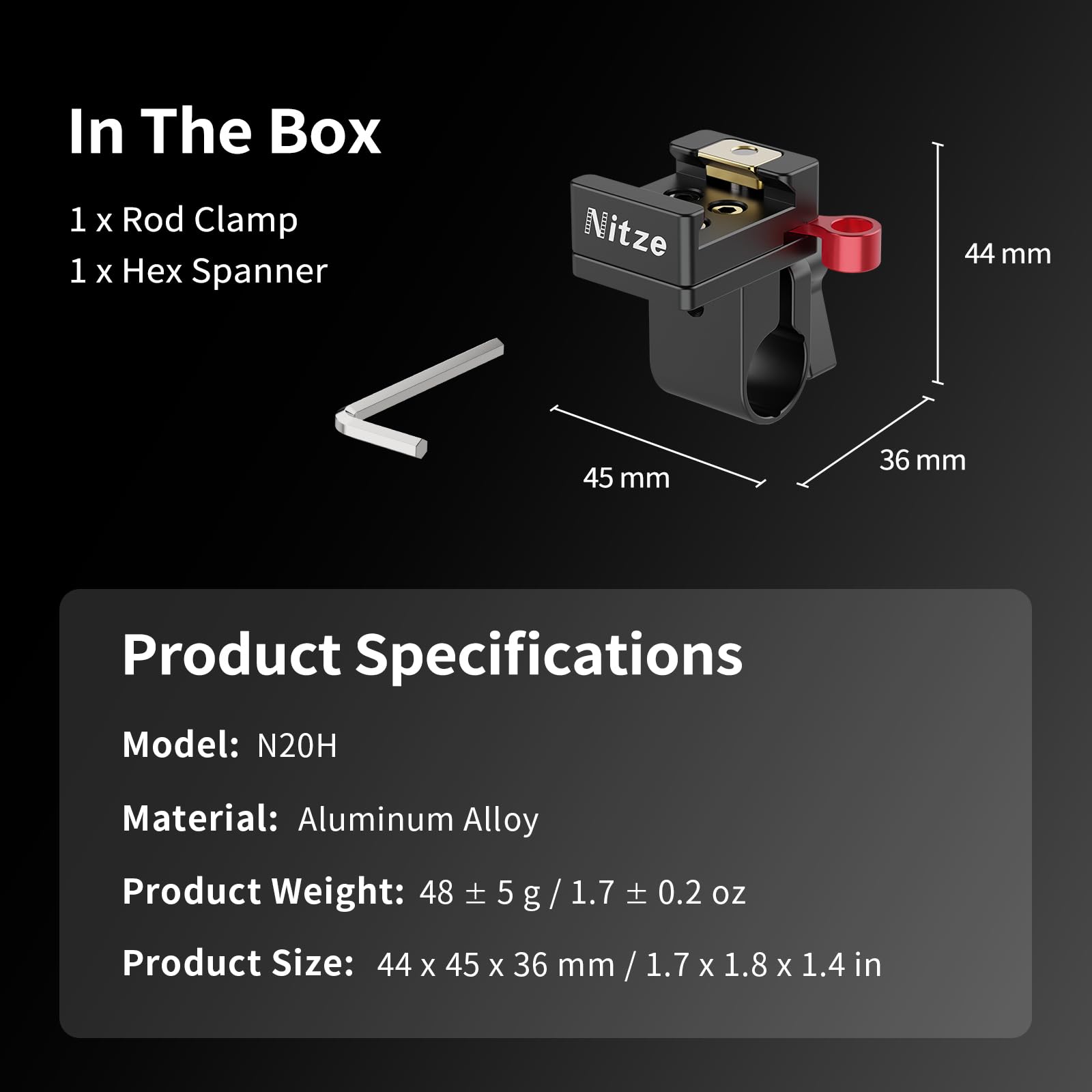 Nitze 15mm Rod Clamp avec Pince NATO, Serre-Tige de 15 mm avec Pince NATO avec Simple Clamp pour Tige de 15mm, pour Viseur Électronique, Rail NATO - N20H