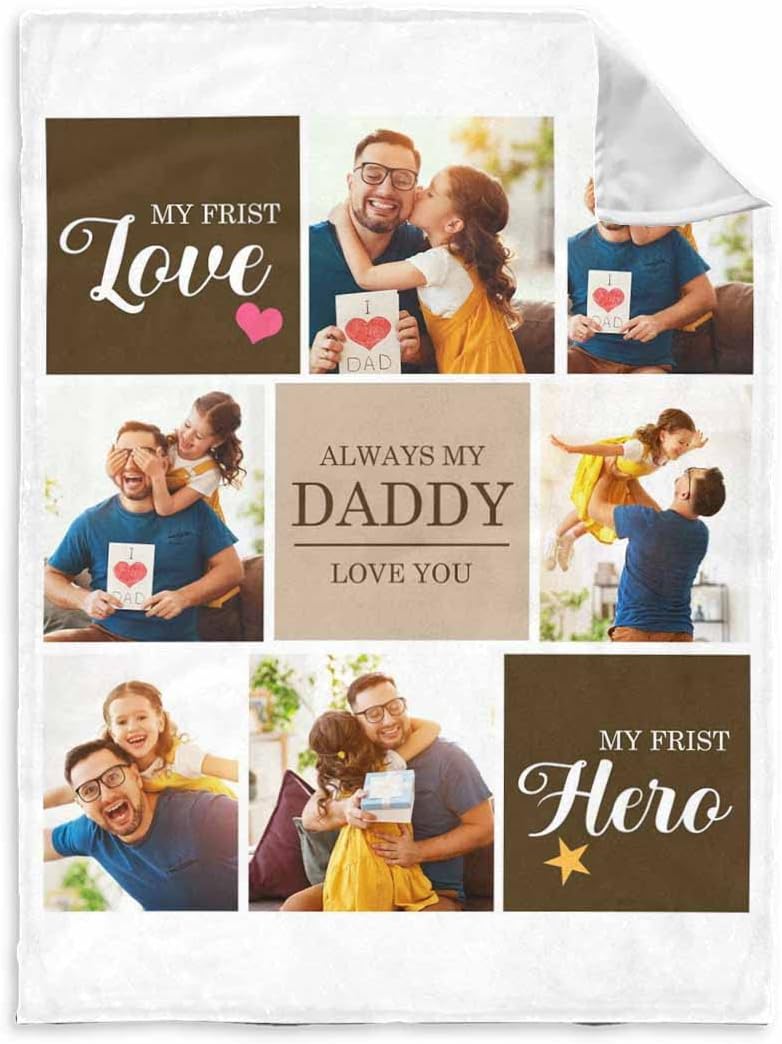 InterestPrint Personalized Daddy Day Gift Blanket Happy Father's Day Daddy Day Star Blanket Custom Daddy Throw Blanket for Father's Day 50x60 Inch