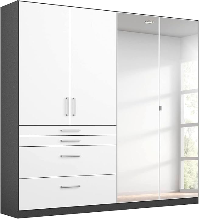 Rauch möbel armadio guardaroba in legno ingegnerizzato bianco/grigio metallico