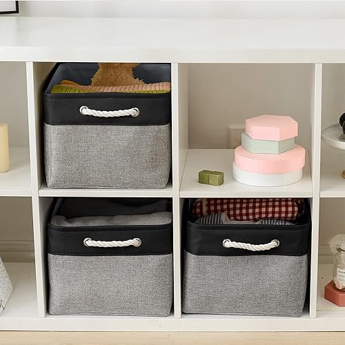 Miniatura 2 de TheWarmHome Cesta de organización y almacenamiento para organizar, 17 x 14 x 10 pulgadas, paquete de 3 contenedores plegables para estantes, cesta