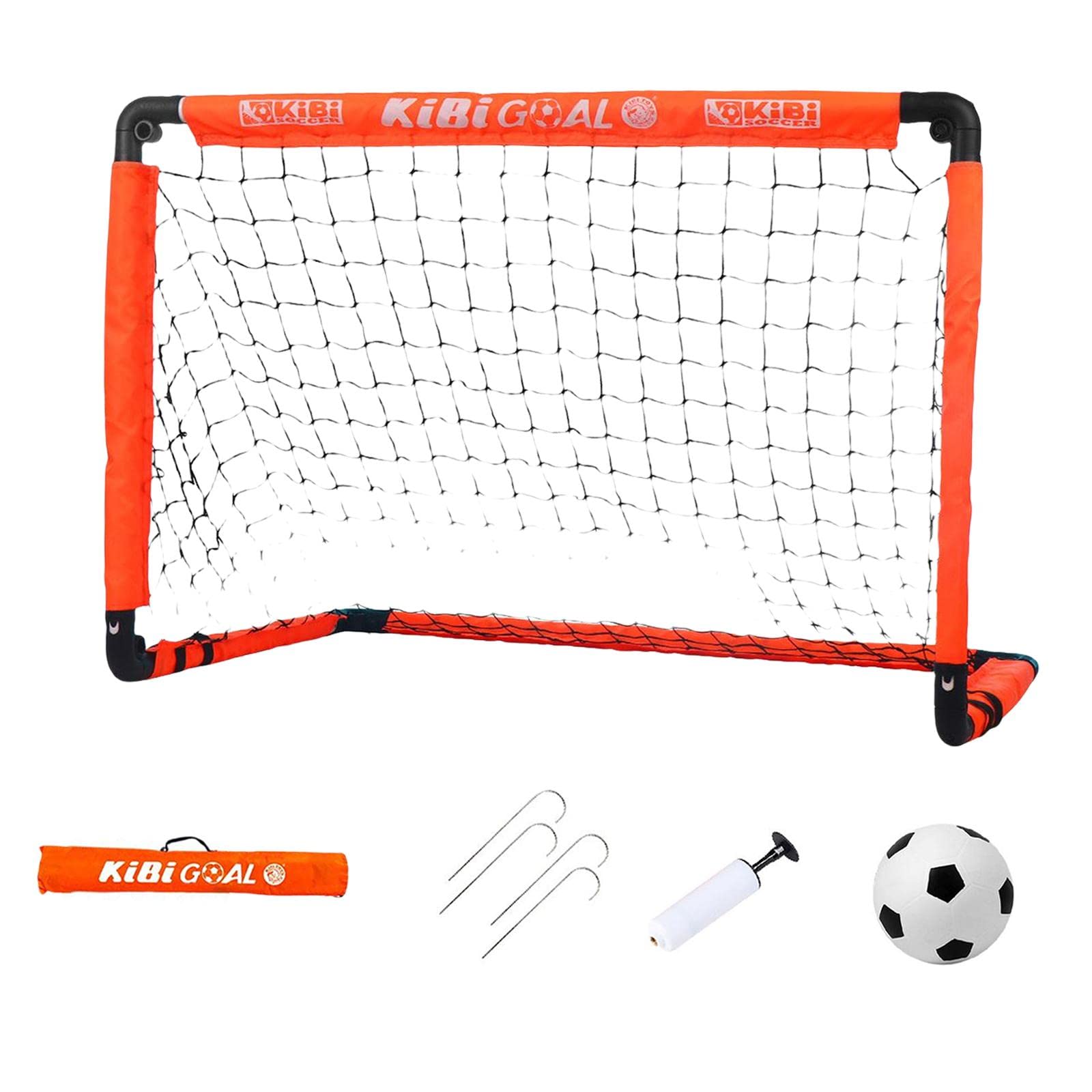 LICHTS Kids Soccer Goals Portable Soccer Nets Set Outdoor Training Easy Assembly L Ball Set with Pump White-image-4