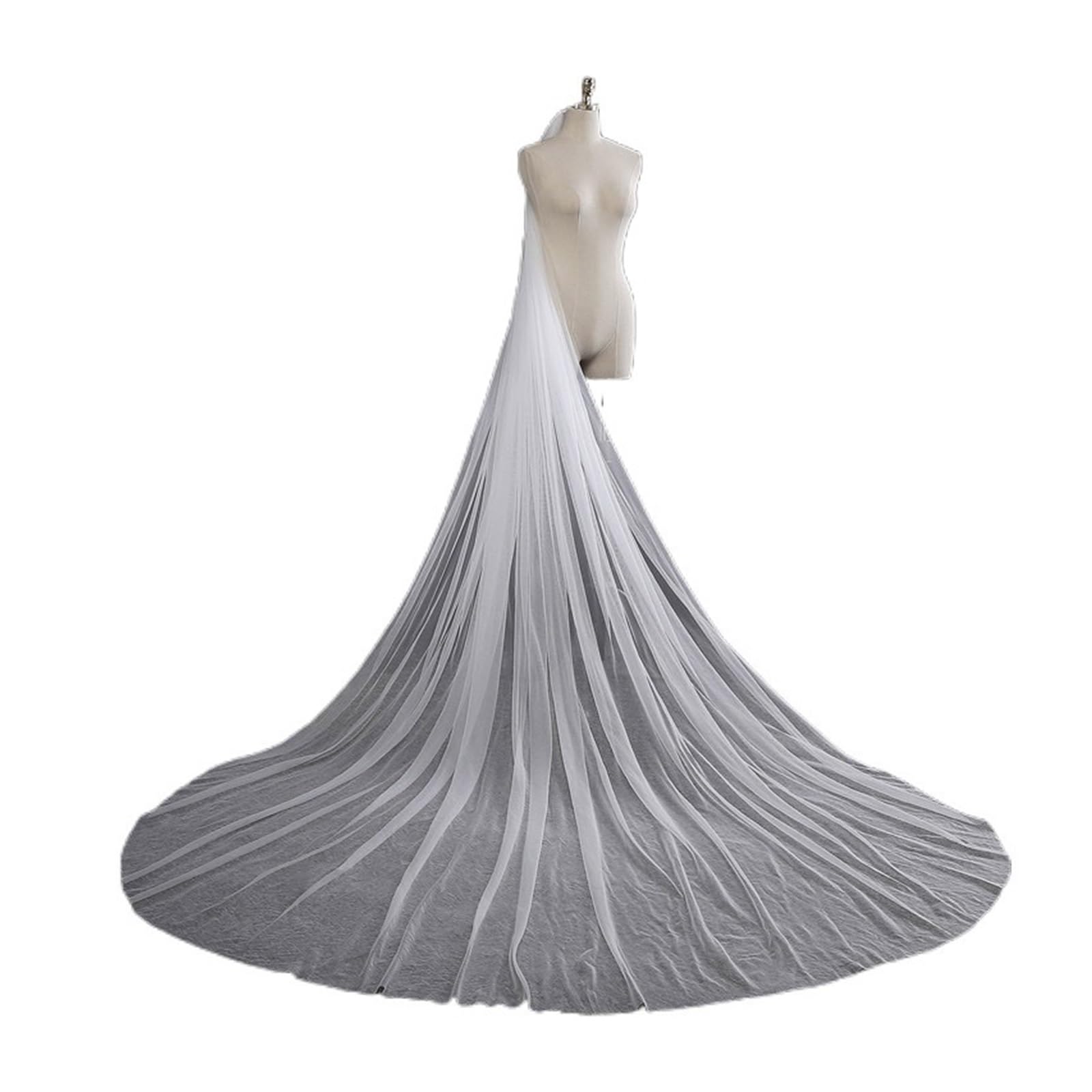 PREETH Soft Veil Simple Wedding Cathedral with Comb Veil Accessories 3m/4m for Brides Wedding (Color : Ivory, Size : 400cm)