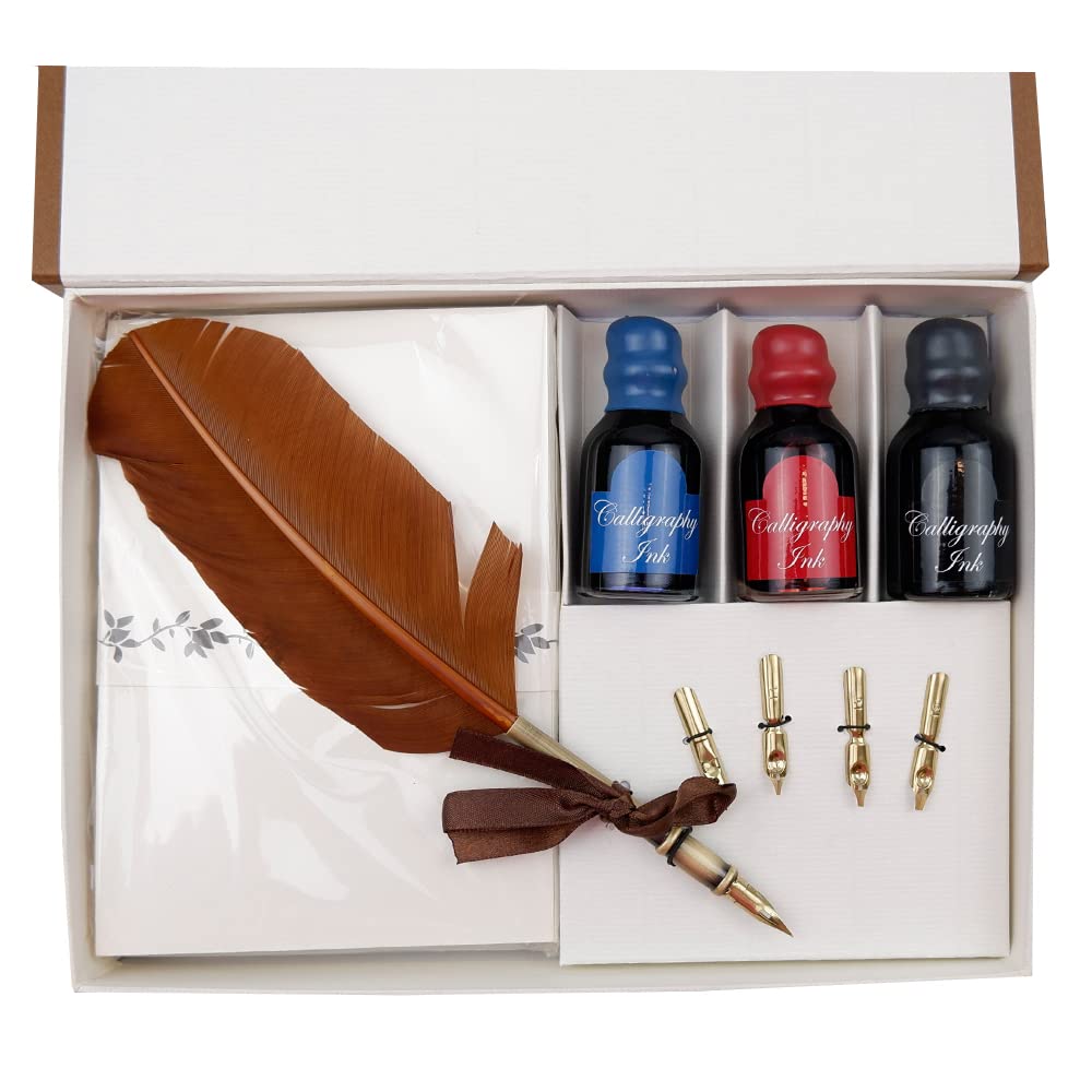 Steelpen Calligraphy Serisi CS1528 Kuş Tüyü Ahşap Kaligrafi Kalem Seti