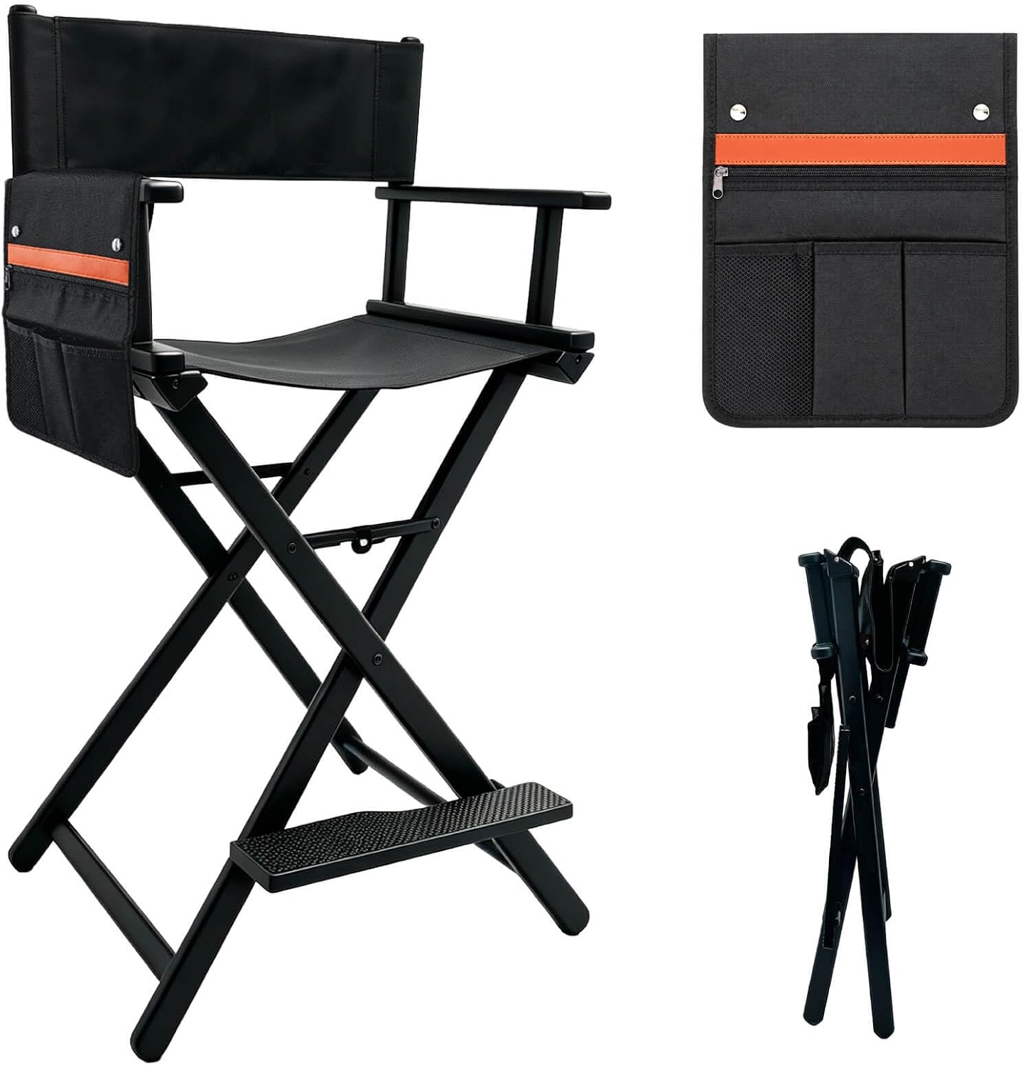 30″ Extra Tall Folding Director Chair, Lightweight Aluminum Makeup Chair