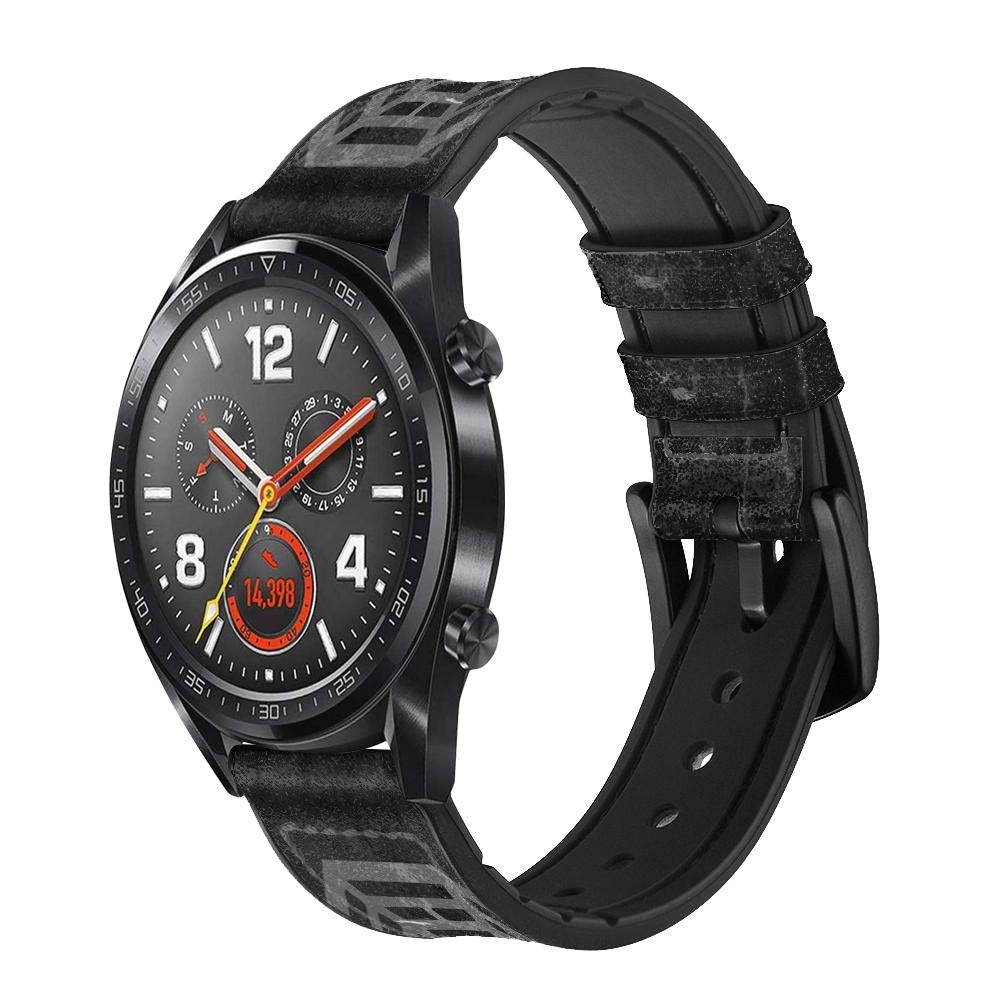 Innovedesire Tao Dharma Yin Yang Bracelet de Montre Intelligente en Cuir et Silicone pour Wristwatch Smartwatch Smart Watch Taille (20mm)