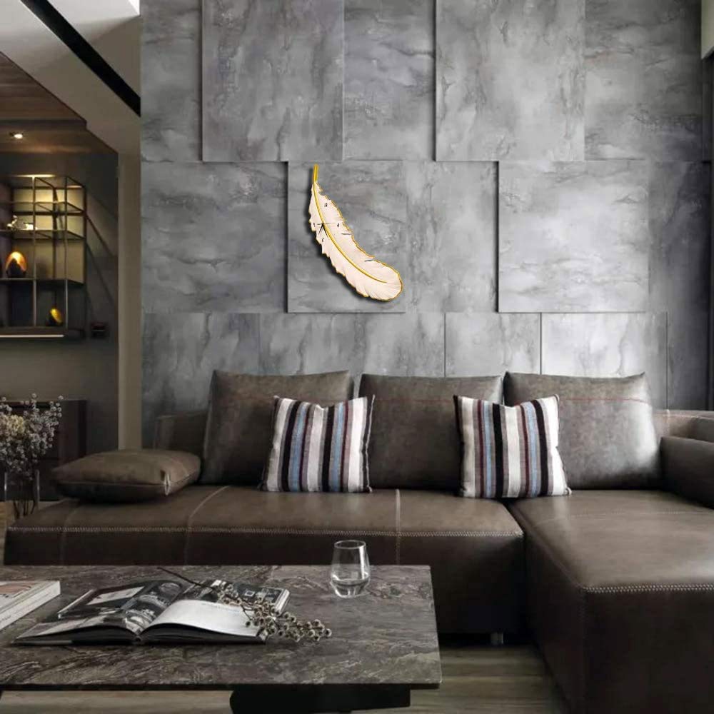 Applique Murale Plume Horloge Appliques Murales Lumière Plumage Résine Mur Tricolore Gradation LED Allée Couloir Restaurant Bar Hôtel Café Chambre Étanche