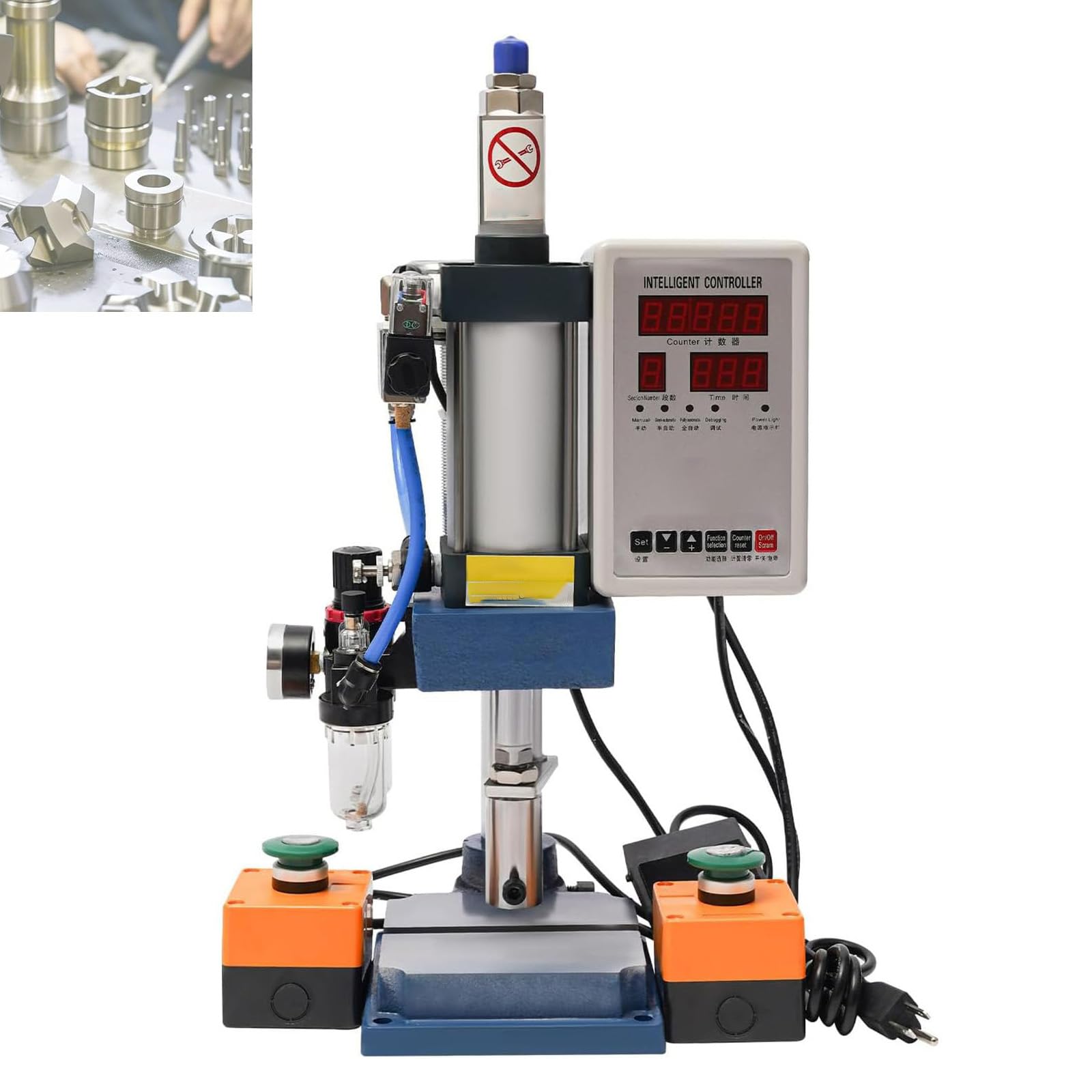 Punzonatrice pneumatica Punzonatrice, pressa da tavolo per carichi pesanti con controller display, doppia modalità di controllo per la lavorazione dei metalli e l'artigianato