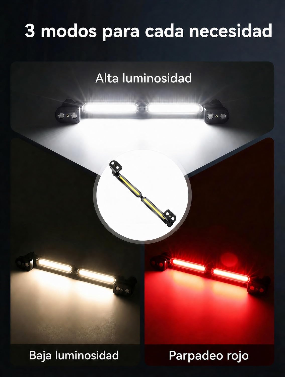 Pack de 2 Linternas LED de Trabajo para Capó de Coche, 3000 lm, 5200 mAh, USB-C, Magnéticas, 2 en 1, Rotación 360°, Ganchos y Pinzas, Luz para Taller Mecánico, Negro