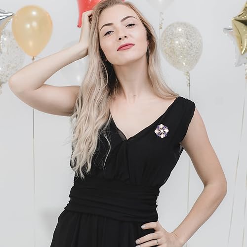 Miniatura 2 de Yolev Broche de flores de rosas, broches de tela hechos a mano con flores florales para mujeres, hombres, ropa, vestidos, accesorios de decoración