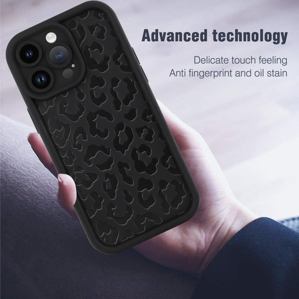 MOWIME Compatible with iPhone 15 Pro Max Case, Cheetah Print Shockproof Soft TPU Protective Cover for Women Girls, Slim Anti Scratch Leopard Case for iPhone 15 Pro Max 6.7 Inch, Black - Image 7
