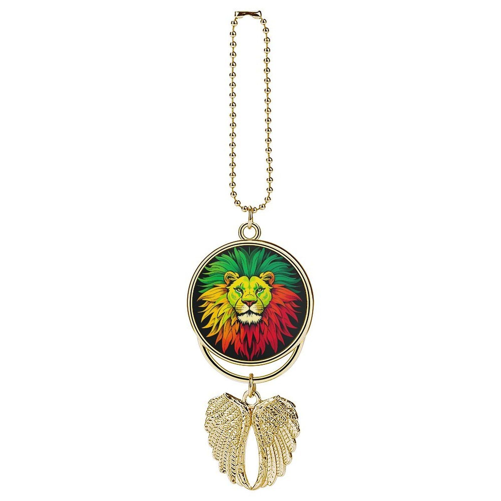 Guardian Angel Wing Lion's Head Majestic Car Hanging Ornament for Rearview Mirror Golden Car Charm Pendant Decorations Rearview Mirror Hanging Accessory Decor Gift for Women Men New Drivers