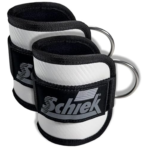 Schiek Sports 1707 Ankle Cuffs - Ideal for Glute Kickbacks and Cable Machine Workouts - Durable and Built To Last