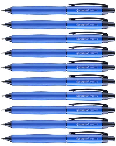 STABILO Stylo bille Palette rétractable bleu lot de 10 rollers pour l'écriture