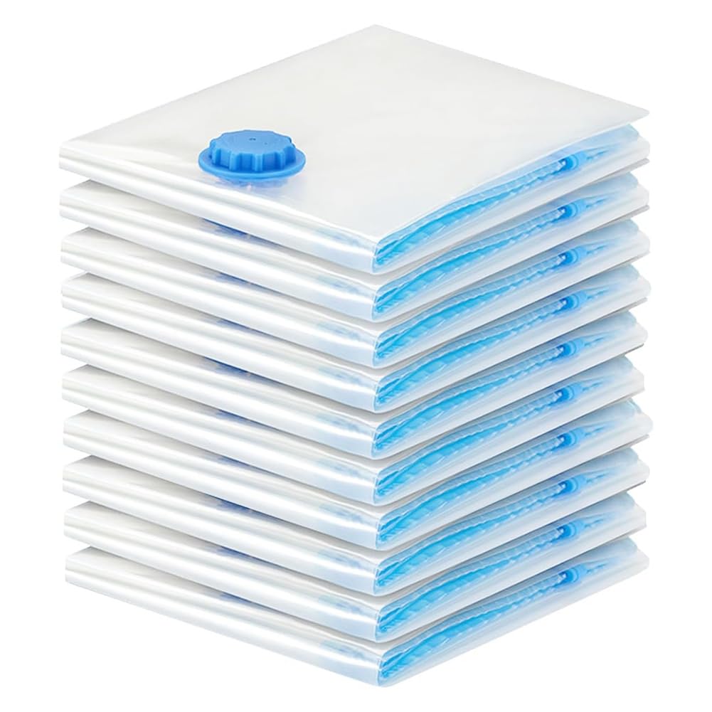 AWAOVV 10Pcs Vacuum Bags for Clothes, 40 x 30 cm Reusable Vacuum Travel Bags, Clothing Compression Storage Bags, Seal Bags for Space Saving Travel