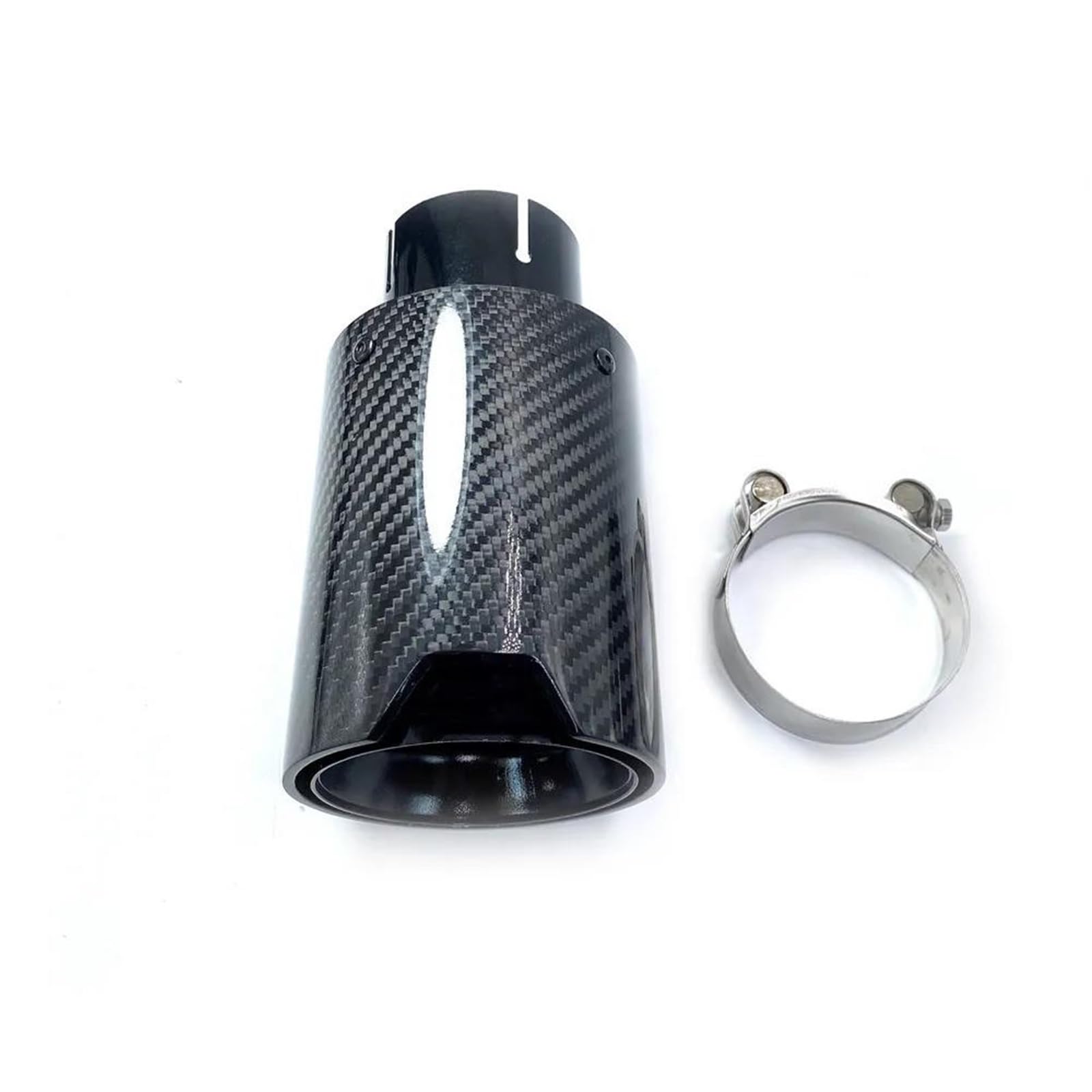 1 Pezzo di Punta per Marmitta di Scarico Posteriore Nera Lucida da 170 Mm di Lunghezza per Marmitta Universale per BMW Terminale di Scarico per Auto(in 67MM-out 93MM)