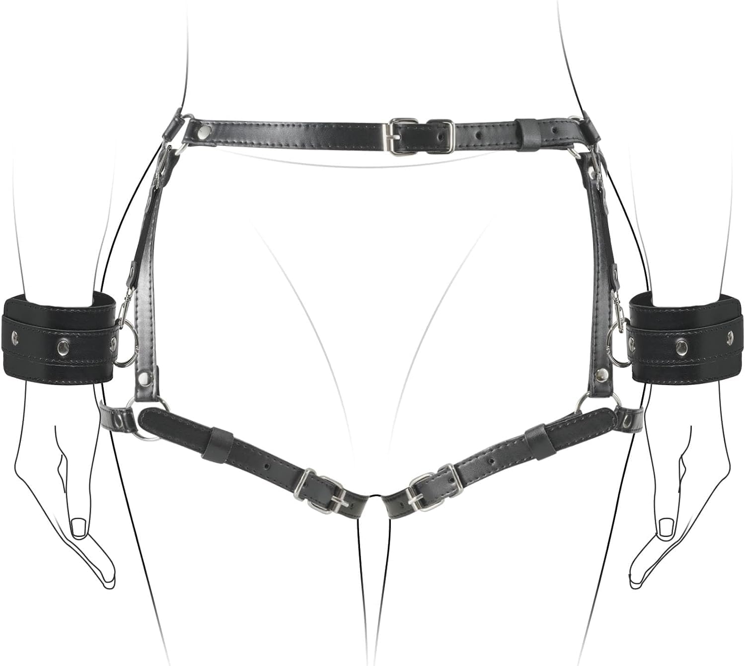 PU cuir femmes poignets et cuisses bandoulière - avec arc - débutant - jeux de couple - Party lingerie