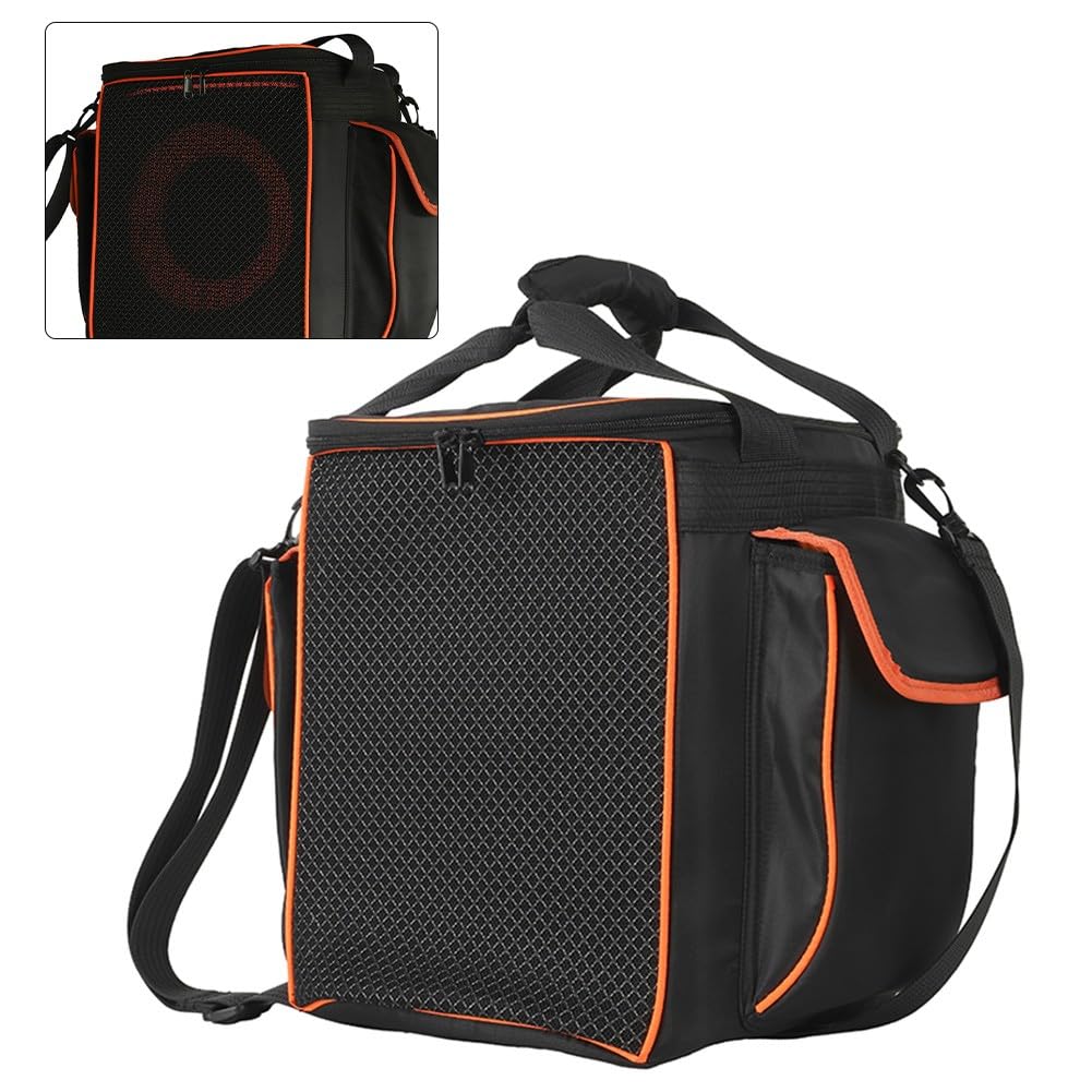Hartschalen-Tragetasche für JBL für Partybox für Encore 2, Polyester-Aufbewahrungstasche mit Griffen für Lautsprecher, Mikrofon und Zubehör, Reise-Schutzhülle, 28,5 x 29 x 36 cm, Schwarz
