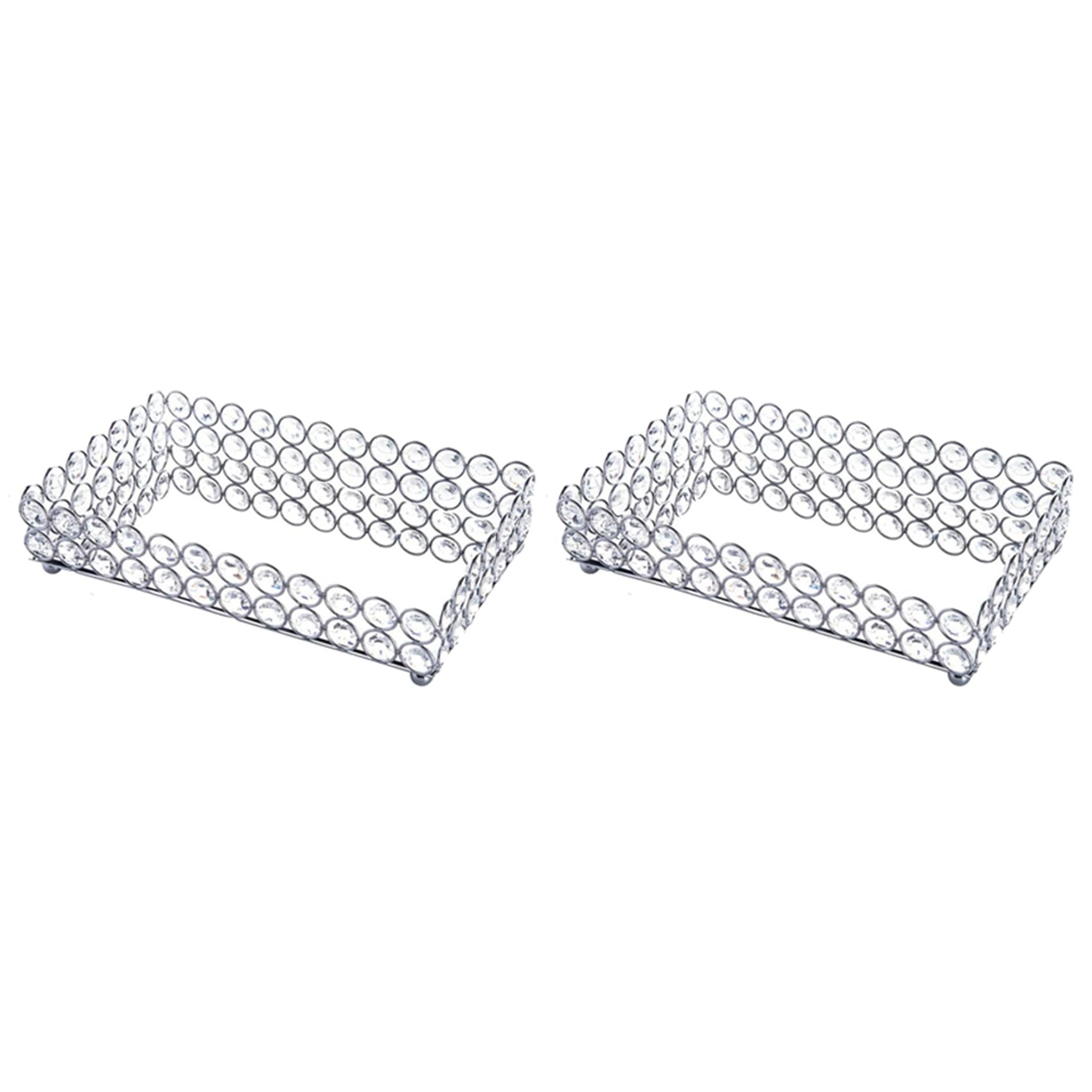 Hndhbfgrt 2X Crystal Rectangle Cosmetic Tray Jewelry Trinket Organizer Mirror Decorative Tray Perfume Skin Care Organizer(Silver)