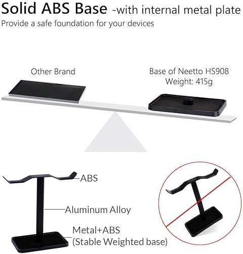 Miniatura 3 de Avantree Neetto HS908 - Soporte dual para auriculares para escritorio, aleación de aluminio y metal para juegos