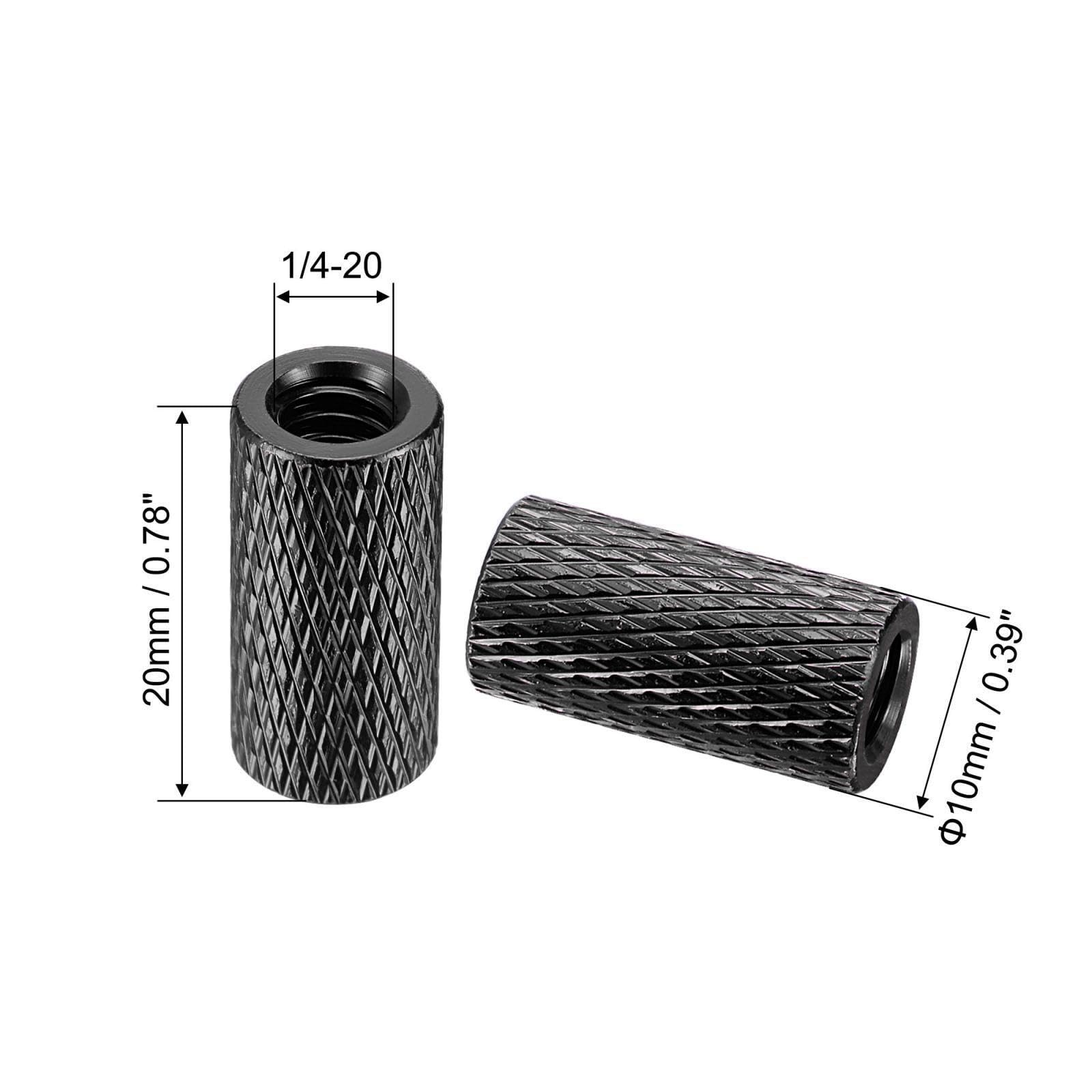 Toolparts And Accessories 1/4x10mmx20mm Aluminum Alloy Diamond Knurl Knurled Camera Tripod Black 2pcs (#CN#130824-02110)
