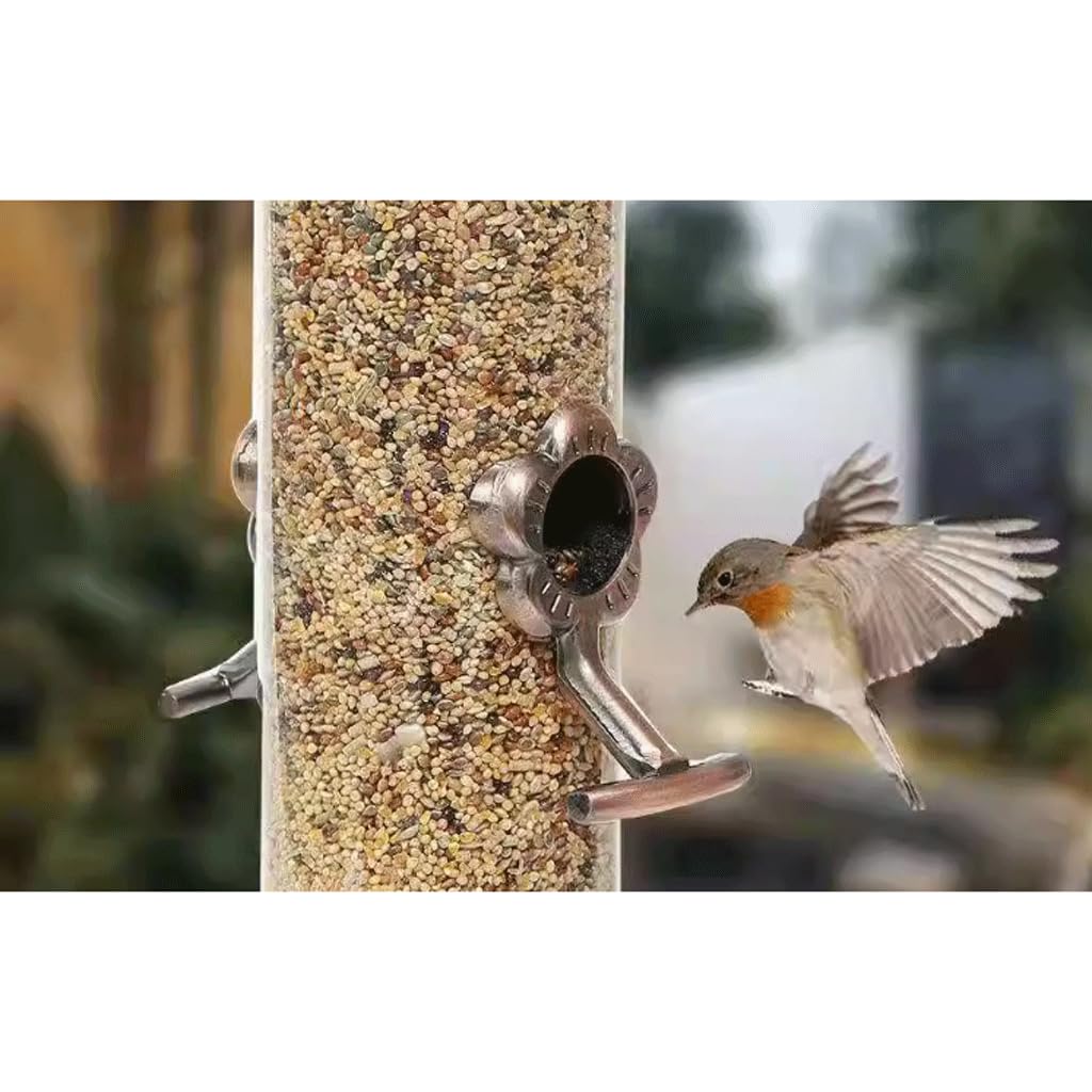 Mangiatoie per Uccelli Trasparenti Confezione da 2 Tubo per Sementi di Cibo per Uccelli 4 Porte Mangiatoia Automatica per Uccelli Selvatici a Prova di Acqua per Prato Balcone Giardino