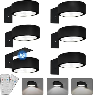 6-Pack Battery Operated Picture Light Magnetic Painting Light with 3 Lighting Modes,Remote and Dimmable Timer Art Display Light for Picture Artworking Frame Portrait,Wireless Wall Decor Puck Lights