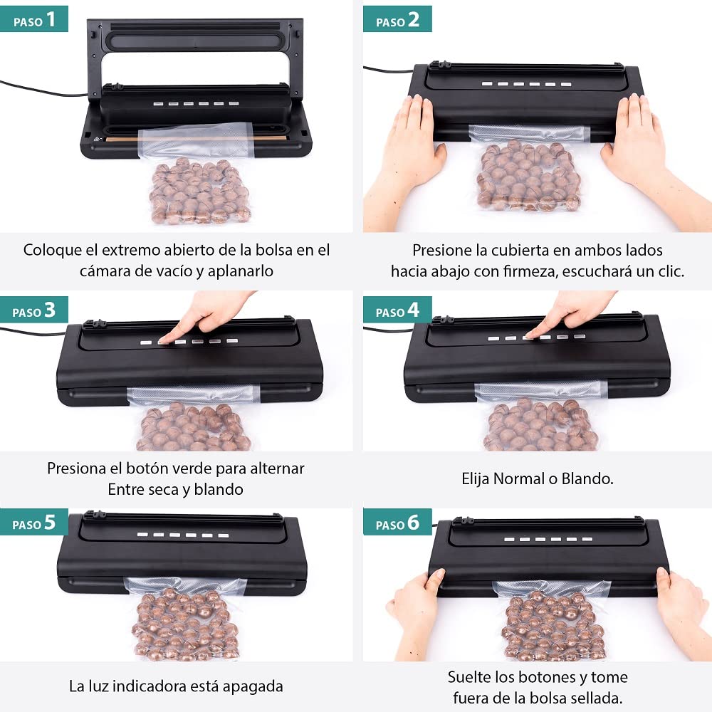 Envasadora al vacío Ultratec Advanced, aspira alimentos, documentos y más, 5 funciones, incluida la aspiración externa, amplios accesorios y repuestos incluidos