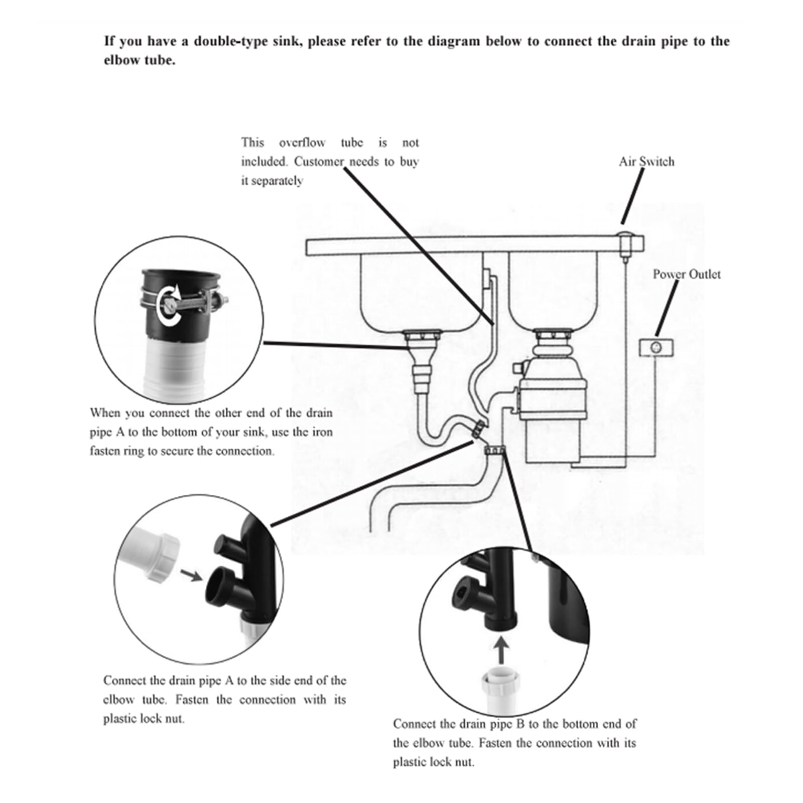 Smaltimento rifiuti da cucina, 560 W, per lo smaltimento dei rifiuti alimentari, 1,4 l, silenzioso, per la frantumazione dei rifiuti della cucina