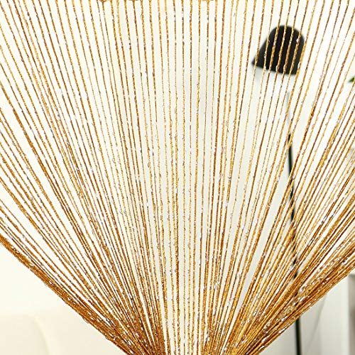 uxcell String Curtain Fringe Panel 39 inches x 79 inches WH Thread Strip Backdrop Bedroom Door Window Divider for Wedding Coffee House Decoration Gold Tone