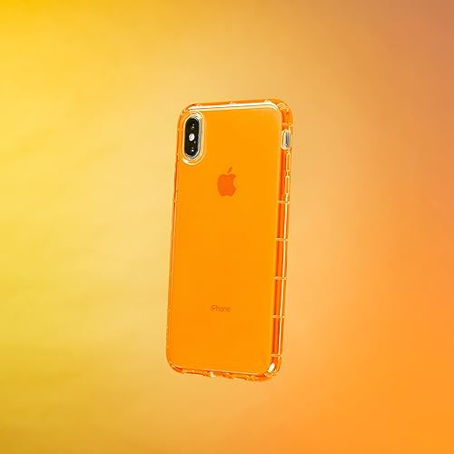 Miniatura 2 de SteepLab Funda con resaltador de neón para iPhone, funda Grippy Jelly con bolsillos protectores de aire (naranja brillante intenso, iPhone Xs Max)