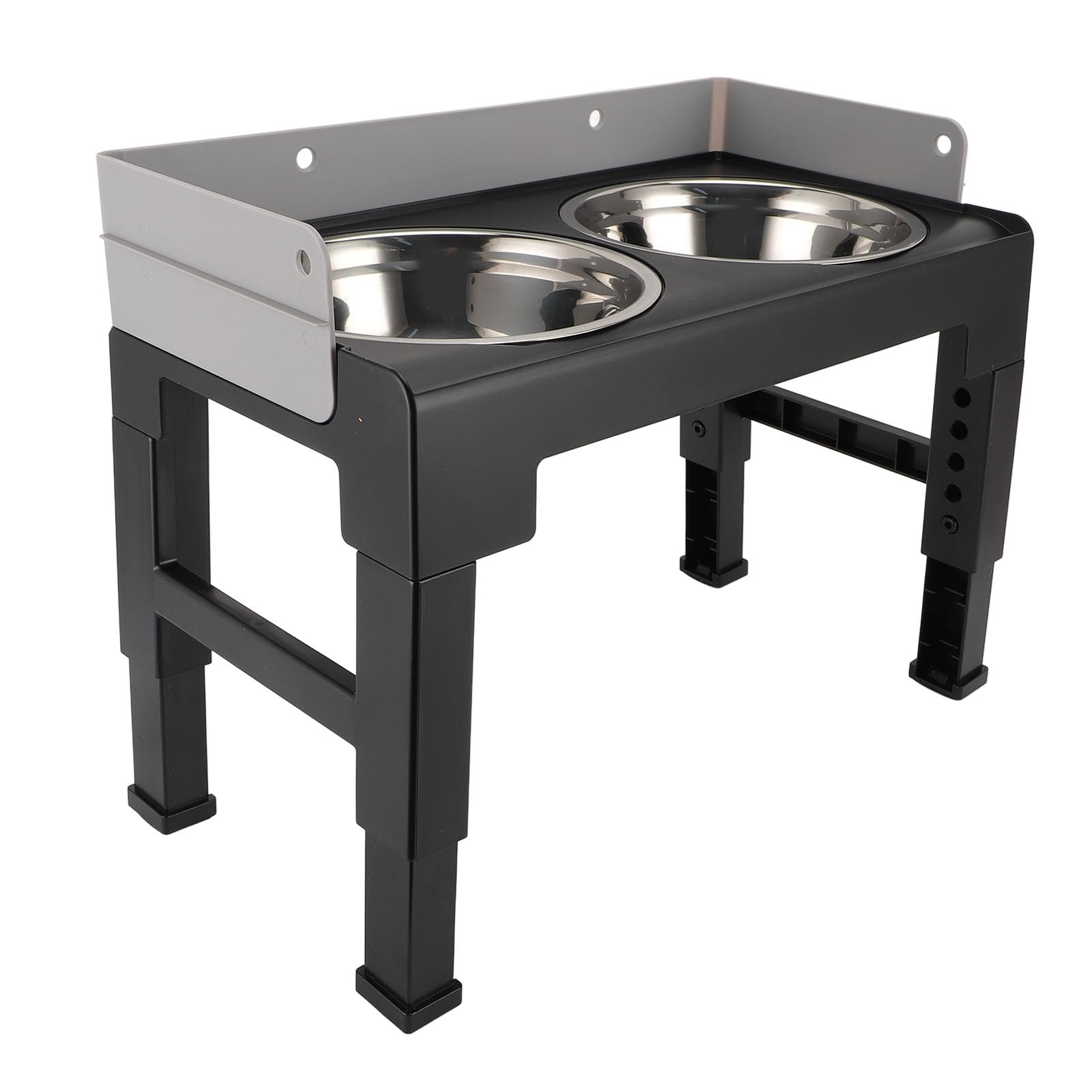 Adjustable Height Elevated Dog Bowl Feeder with Stainless Steel Bowls, Anti Slip Base, 11 Degree Tilt Design for Medium Large Dogs, Suitable for Various Pets (Grey)
