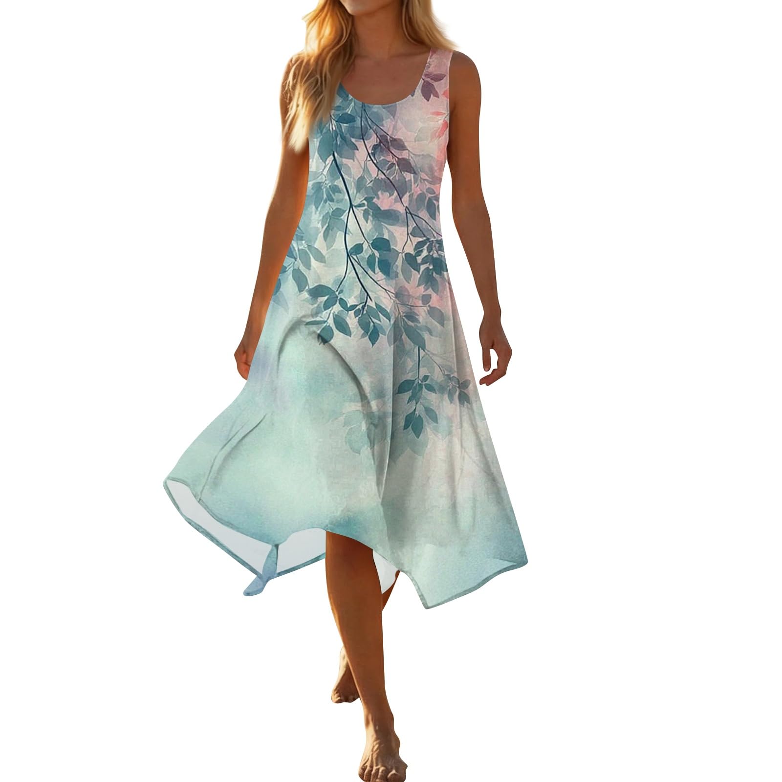 Robe sans manches imprimé floral mi-mollet pour un confort fluide sans complexe - 7