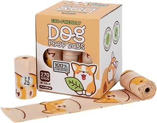100% Certified Home Compostable Dog Poop Bags - Plant Based Corn Starch - Cute Poop Bags - 18 Dog Poop Bags Rolls - Extra Strong & Leak Proof - ASTM D6400 & EN 13432 Compliant - 270 Count