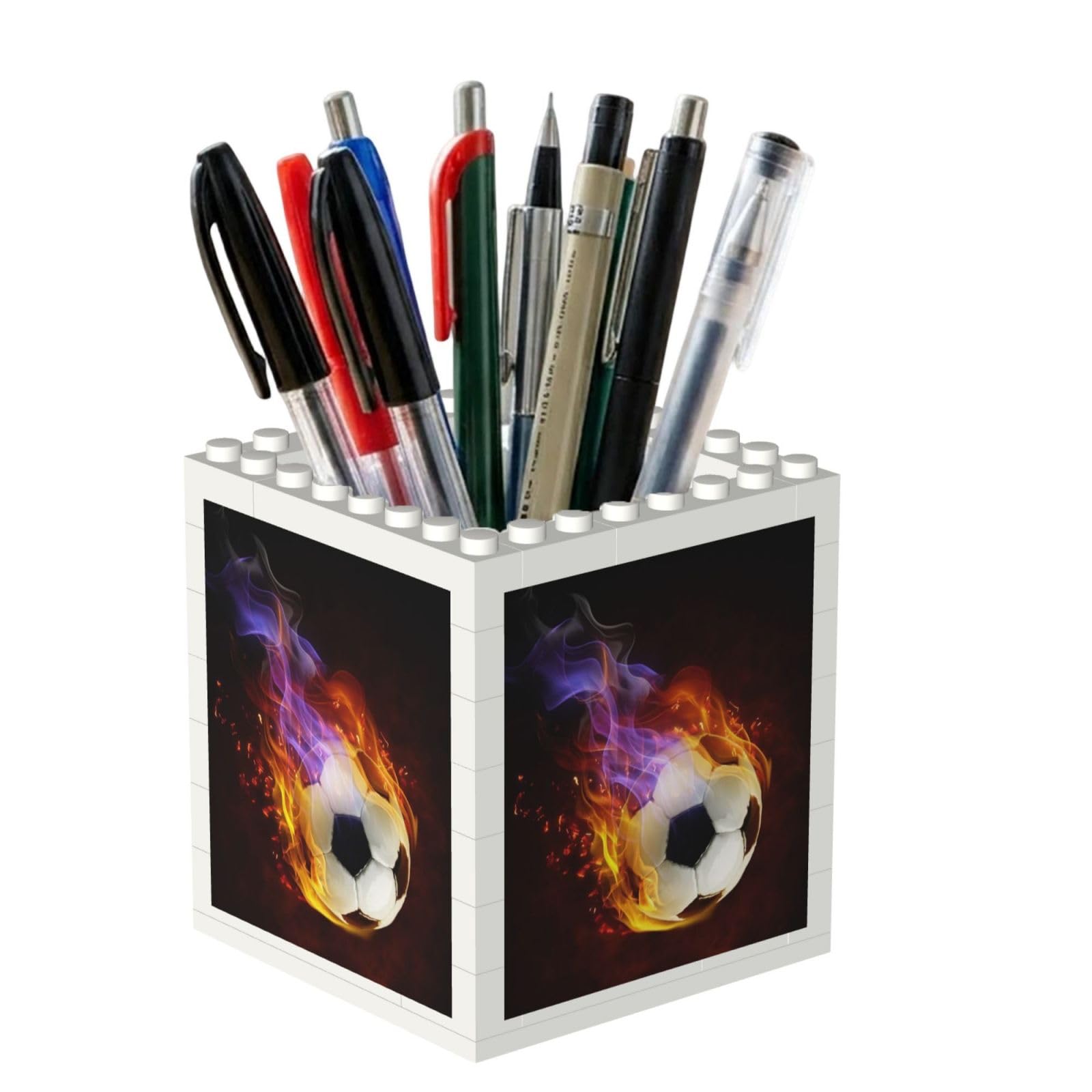 Poadnly Fire Football, Pen Pot Pencil Holder for Office Home School, Compact Desk Organiser for Office Stationery