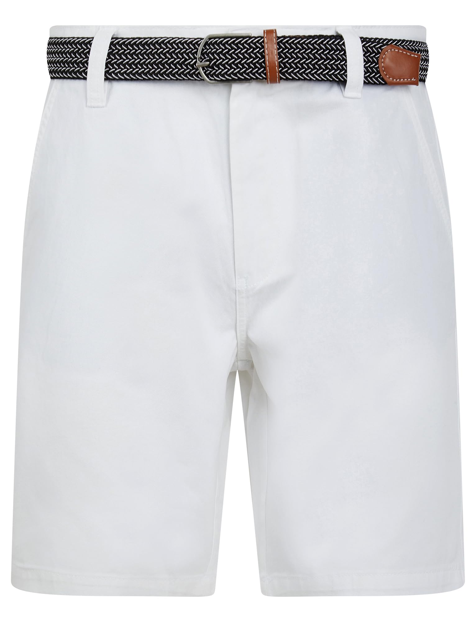 Kensington Eastside Mulligan Cotton Twill Chino Shorts with Woven Belt in Bright White XXL