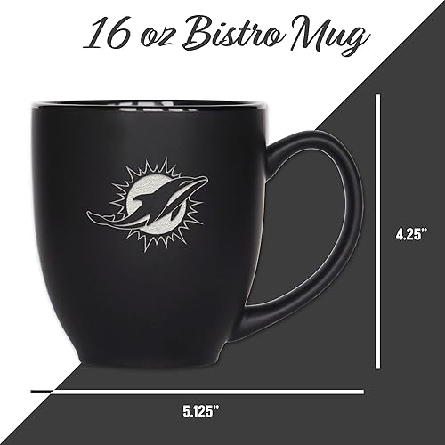 Vista 114 de Rico Industries Taza Bistro de fútbol americano de la NFL de 15 onzas, para bebidas calientes o frías, logotipo del equipo grabado para una