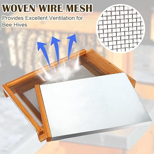 Miniatura 3 de Honey Lake Langstroth Bee Hive - Tabla inferior de metal con pantalla sumergida en cera de abeja 100% con reductor de entrada, tablero inferior de