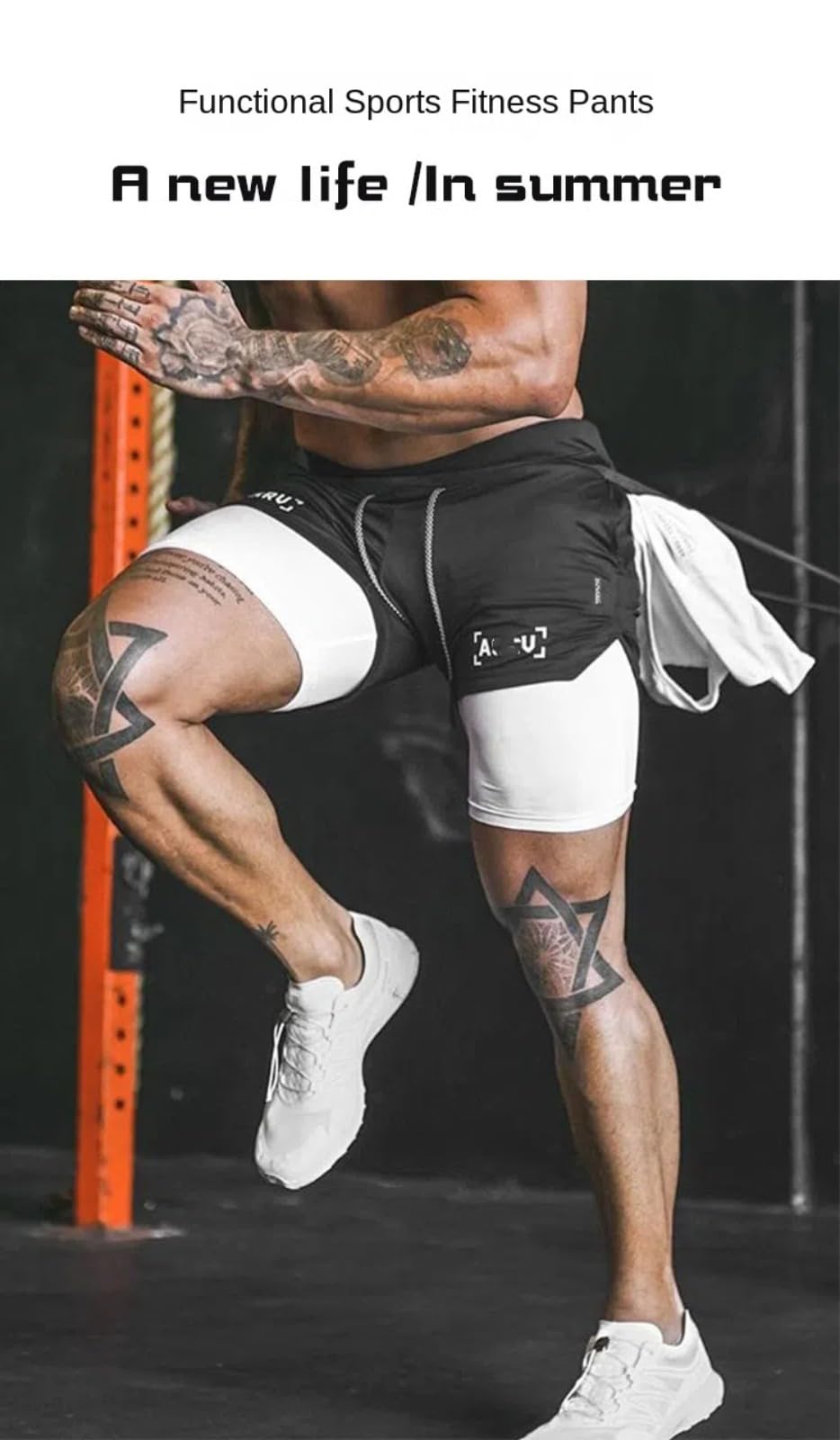 Kreeqe Men's 2 in 1 Workout Plus Size Running Shorts Lightweight Training Yoga Gym 5