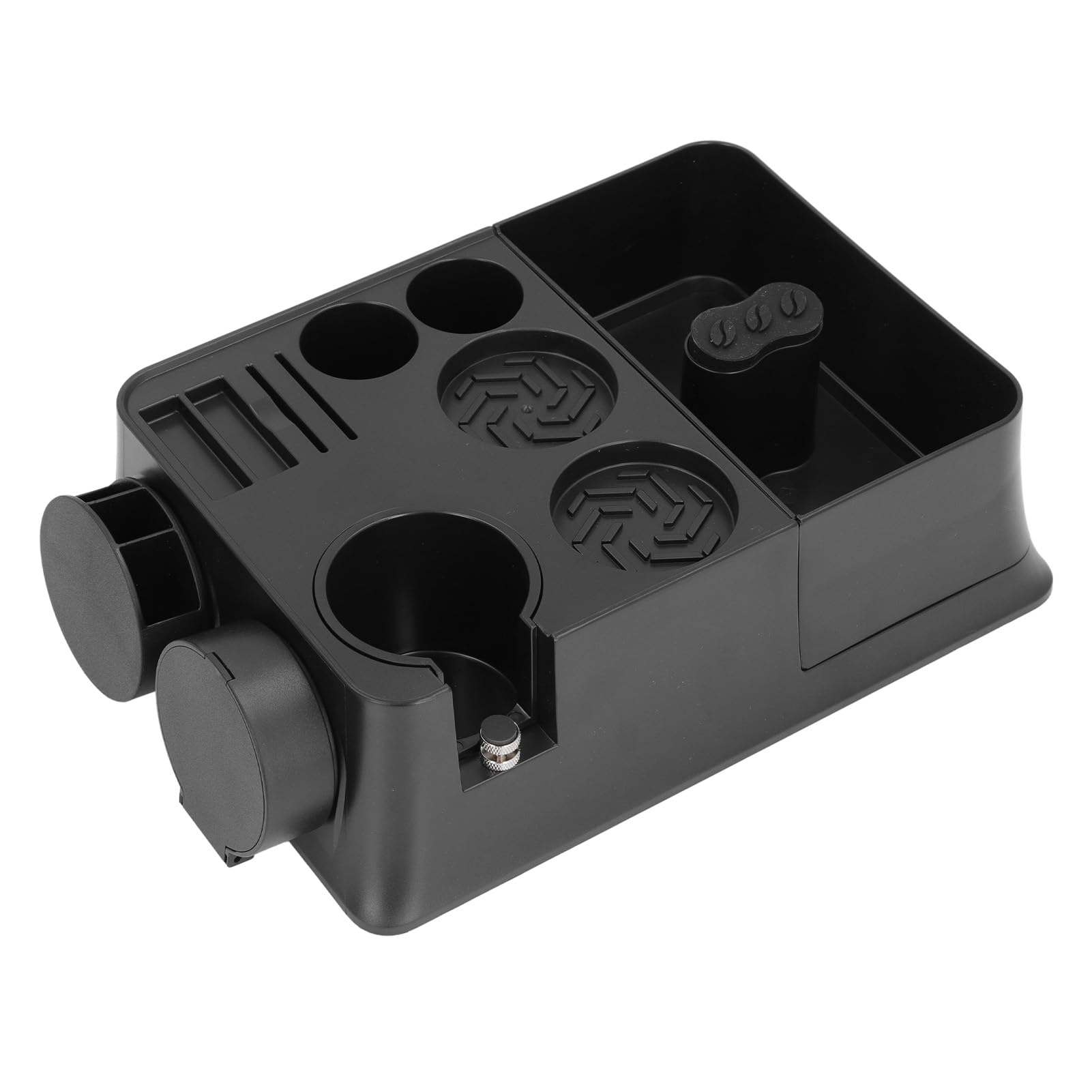 Kaffee-Organizer-Box mit Tamper-Halter, multifunktionale Tampierstation, 12-in-1-Aufbewahrungsbox für Kaffeezubehör mit Griffen für 51, 53 und 58 mm, kompakter ABS-Organizer für