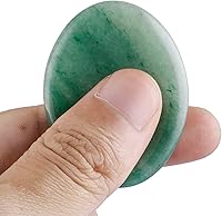 Vista 3 de Rockcloud Paquete de 2 piedras de preocupación, piedras de palma para el pulgar, cristales curativos para la ansiedad, aventurina verde