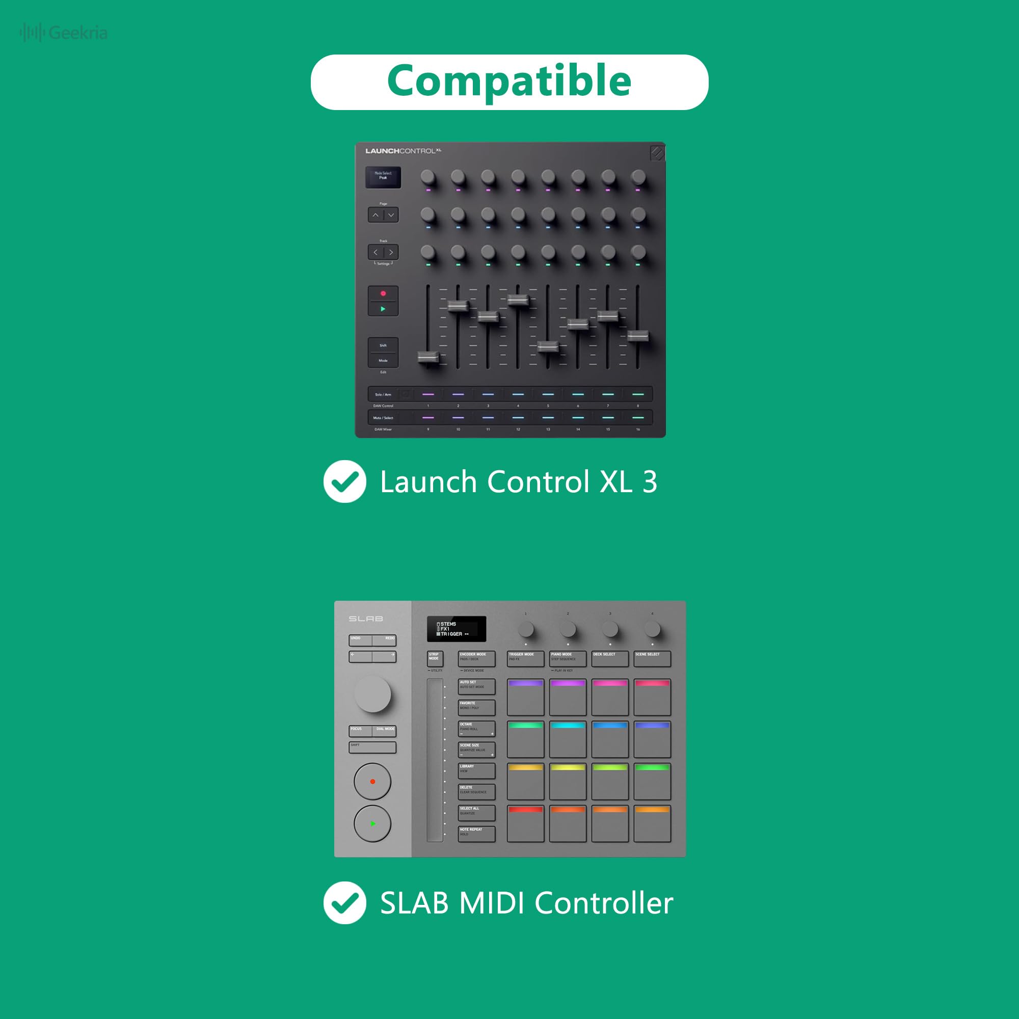 Geekria Custodia da trasporto per interfaccia audio, compatibile con Novation Launch Control XL 3, custodia rigida da viaggio portatile in EVA (grigio scuro)